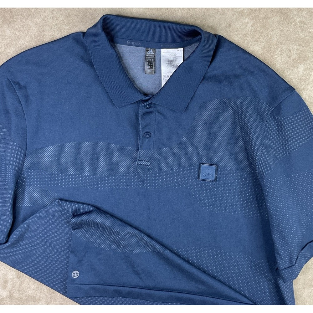 Adidas Polo Shirt Golf Seamless Primegreen Performance Knit Short Sleeve Sz XL